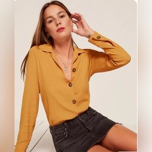 Reformation Button Down Top - Sunflower - Size S